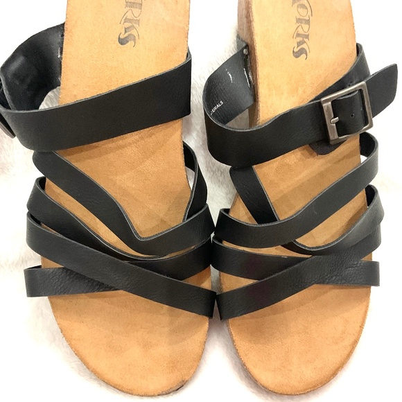 Black KORKS Adjustable Buckle Strap Comfort Open Toe  Sandals Size 11M - Picture 4 of 9